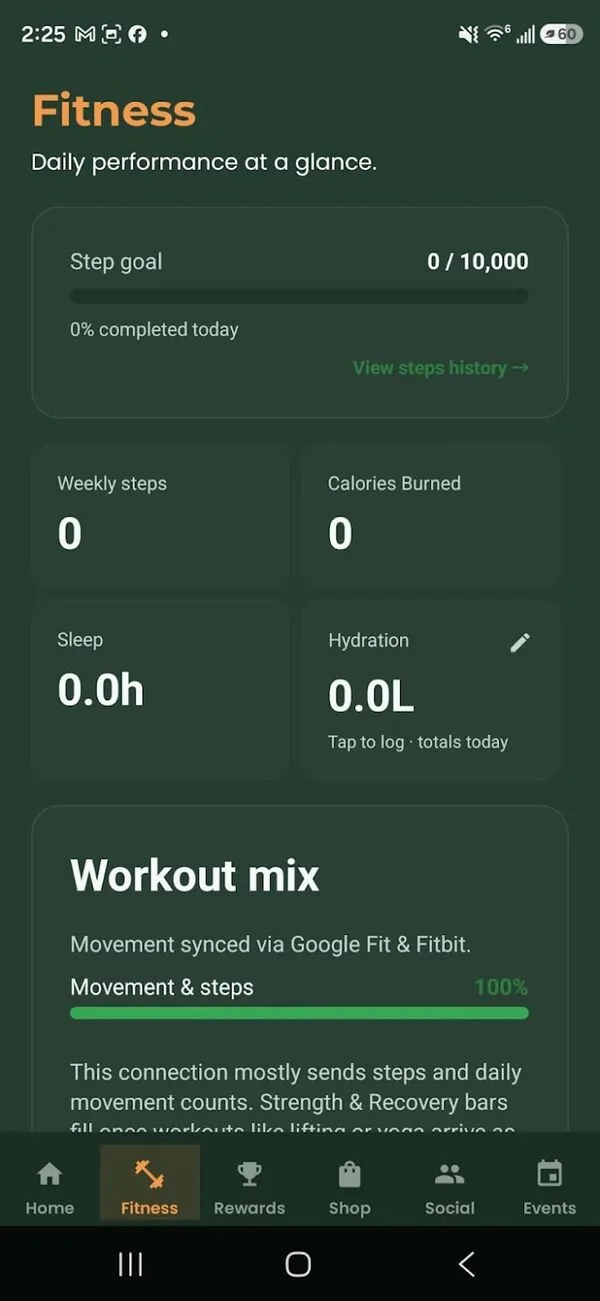 Lyf Arena Fitness screen