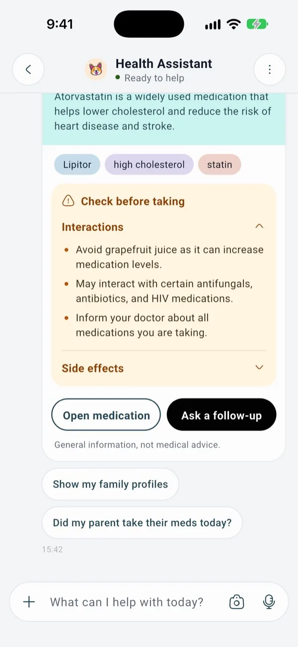 About this medicine card for Atorvastatin with interactions and side effects